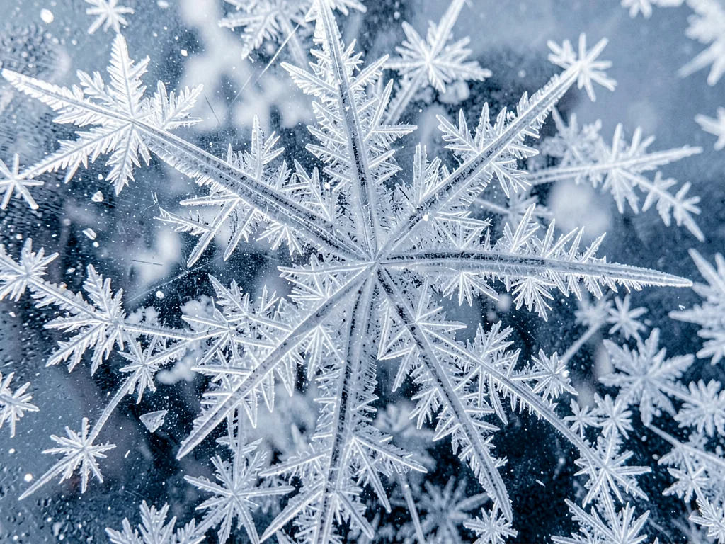 Frozen breath condensing into instant crystal formation