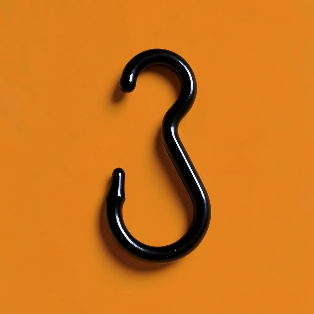 Catalog hero of a single tow hook silhouette on a saturated amber backdrop, hair