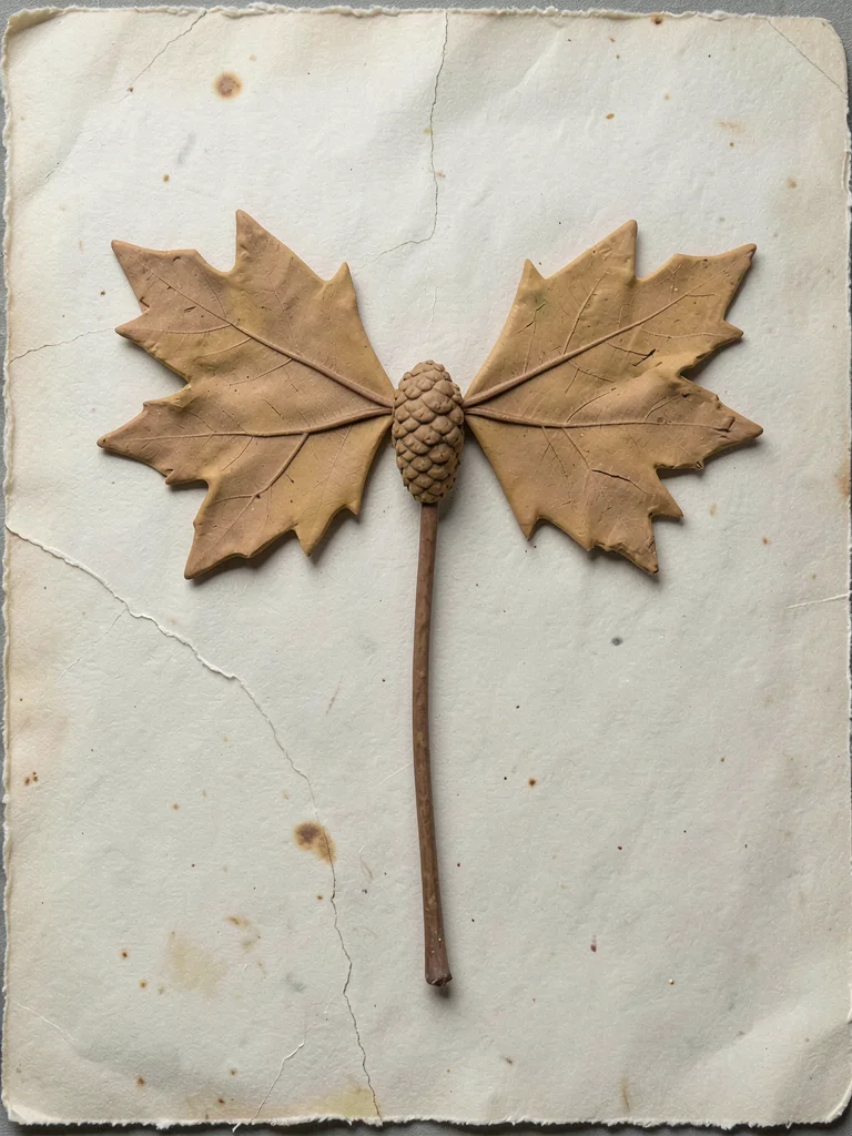 Maple seed helicopter with both wings splayed in a perfect V, single stem pointi