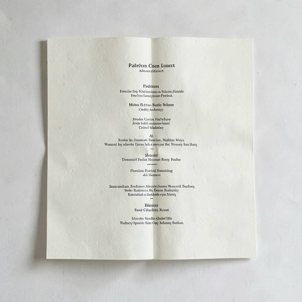 Paper-fold editorial layout of an open chamber concert program on cream paper, s