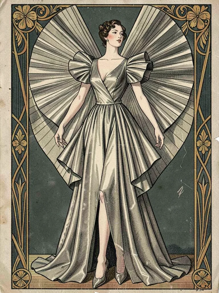 Metallic sunray pleats shoulders