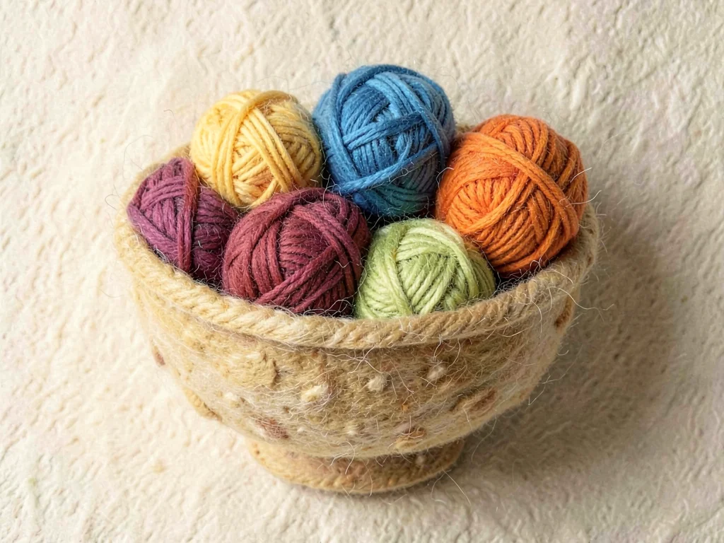 Bowl of colorful yarn balls