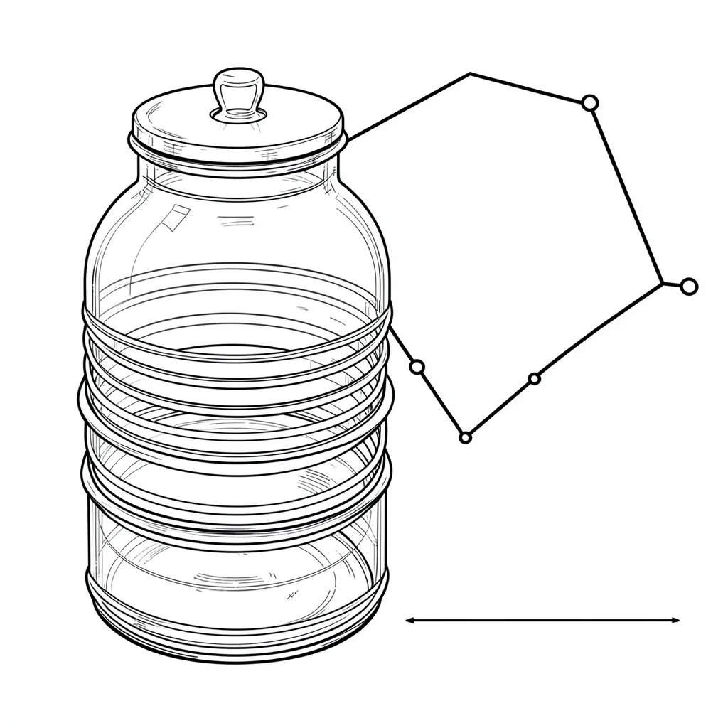 Schematic of a savings jar diagram with stacked layers and a connecting line gra