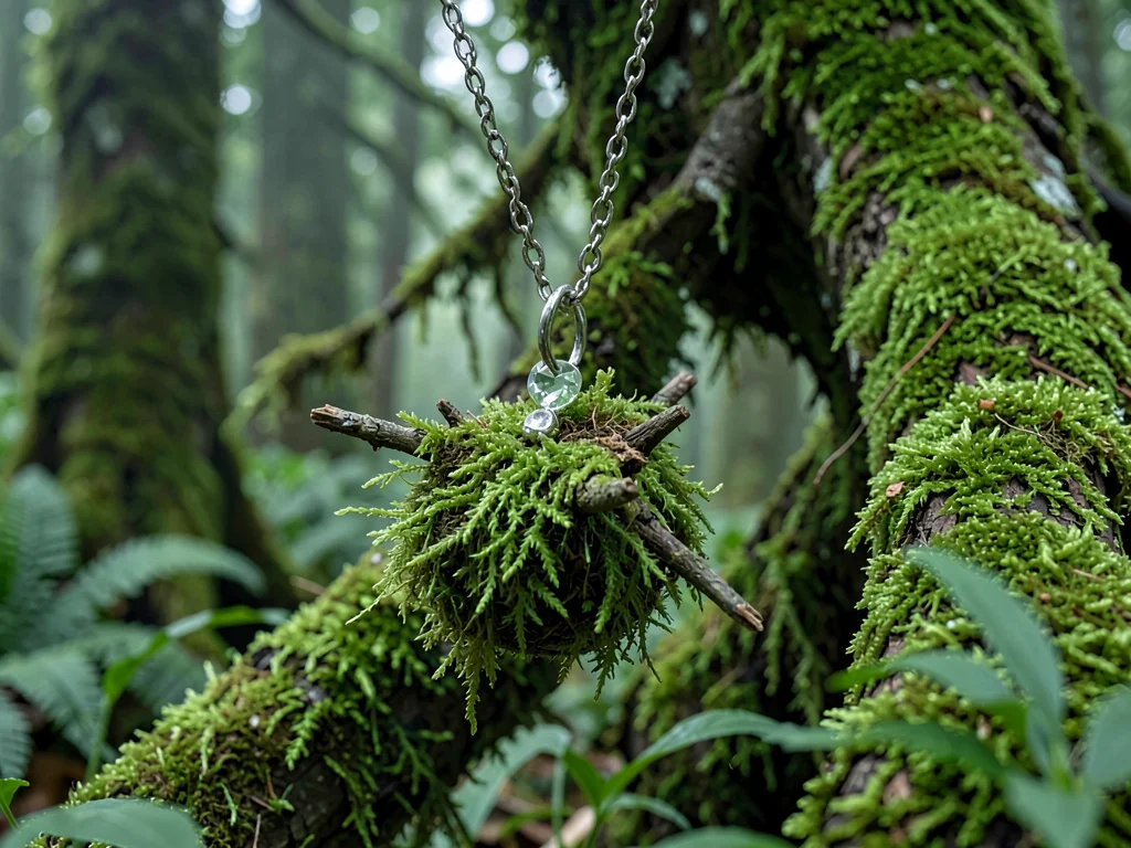 Old growth branch moss pendant and full