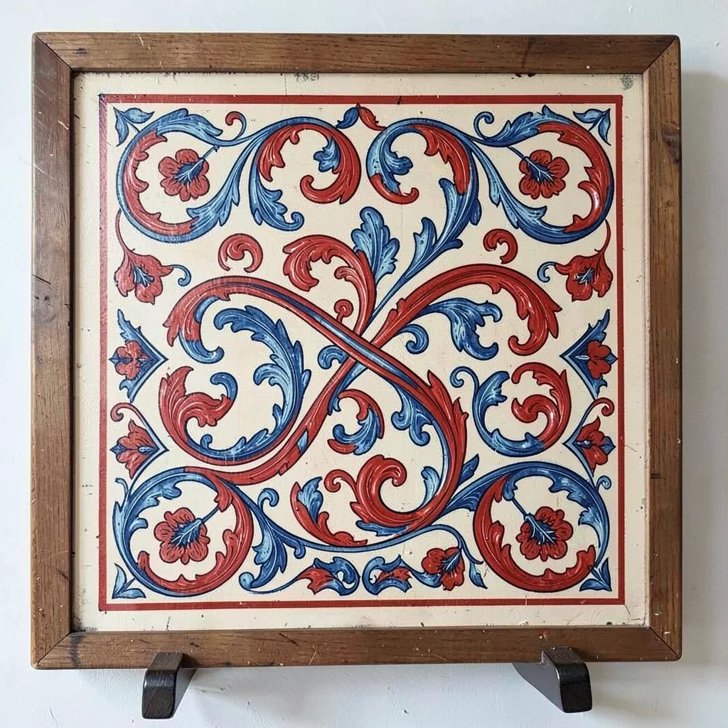 Scandinavian rosemaling illustration, a sleigh panel with elaborate scroll desig