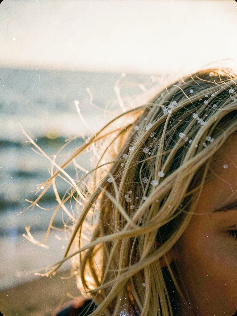 Salt-crusted sun-bleached hair