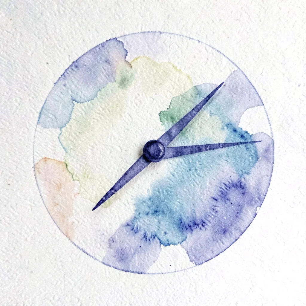 abstract dial with a single indigo pointer rotated to two-o'clock position, pape