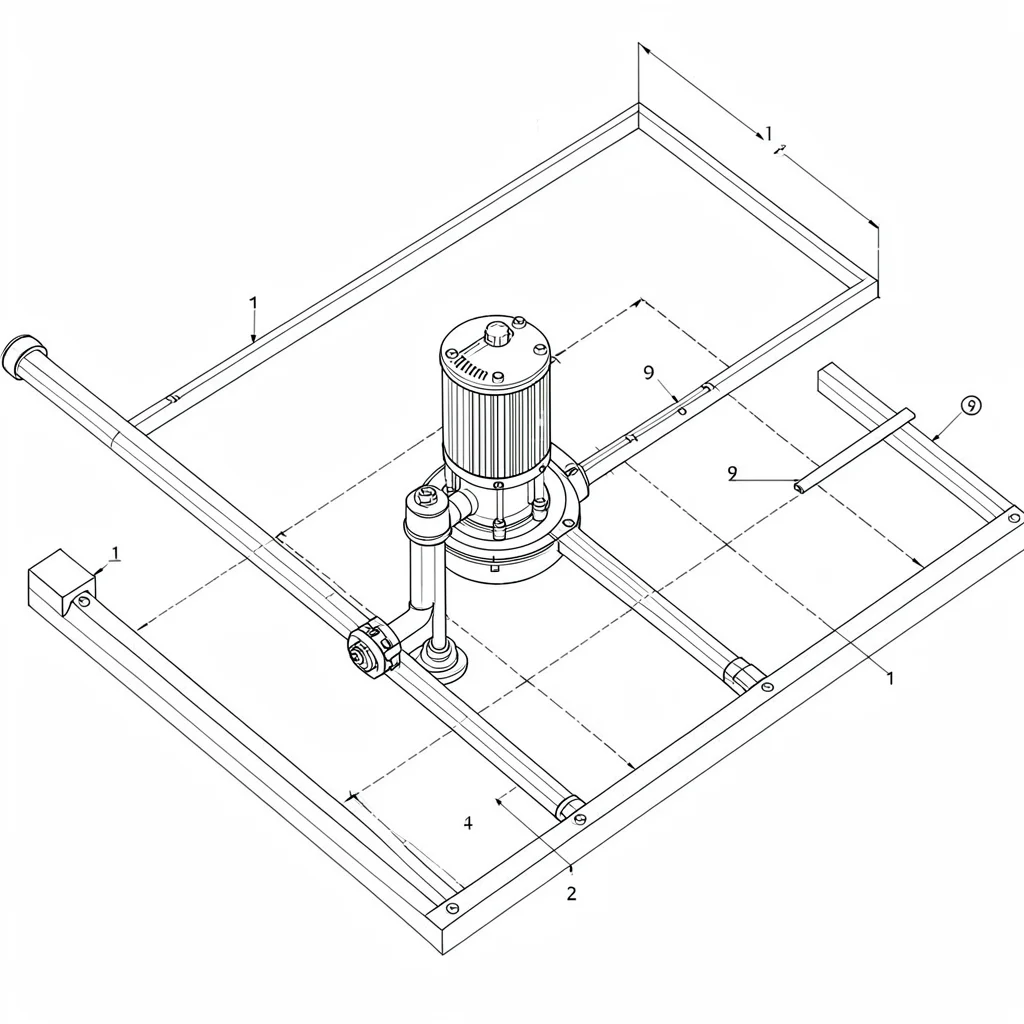Exploded diagram of a pool equipment pad with pump, filter and heater piping, ha
