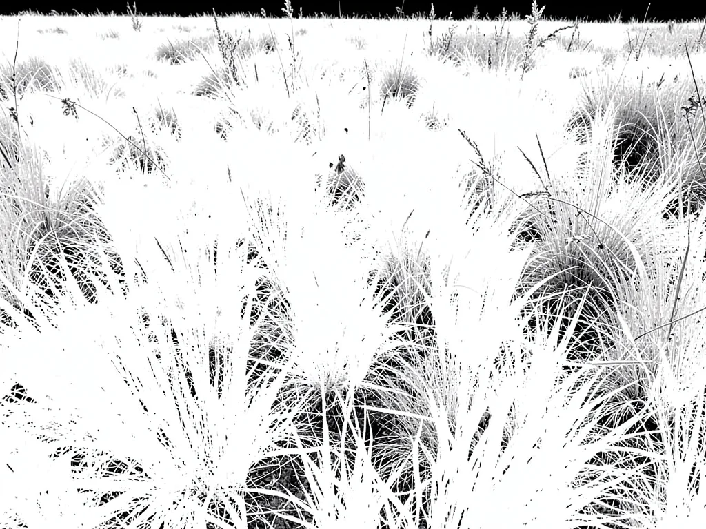 Meadow where grass glows bright white