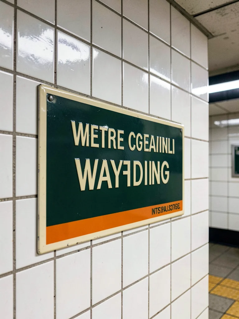 Enamel Directional Sign Green Subway Wall