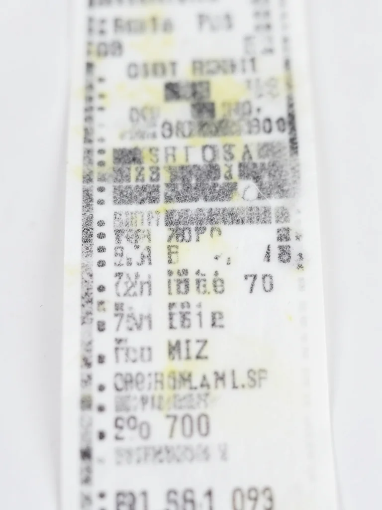 Thermal receipt from Christmas shopping marathon, long scroll of gifts, fading