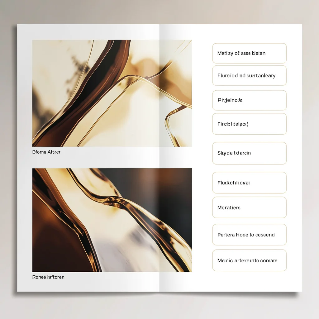 An art-direction deck case-study-summary spread with a hero abstract before-afte
