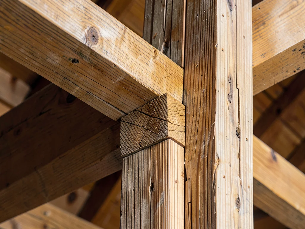Timber joint showing traditional carpentry