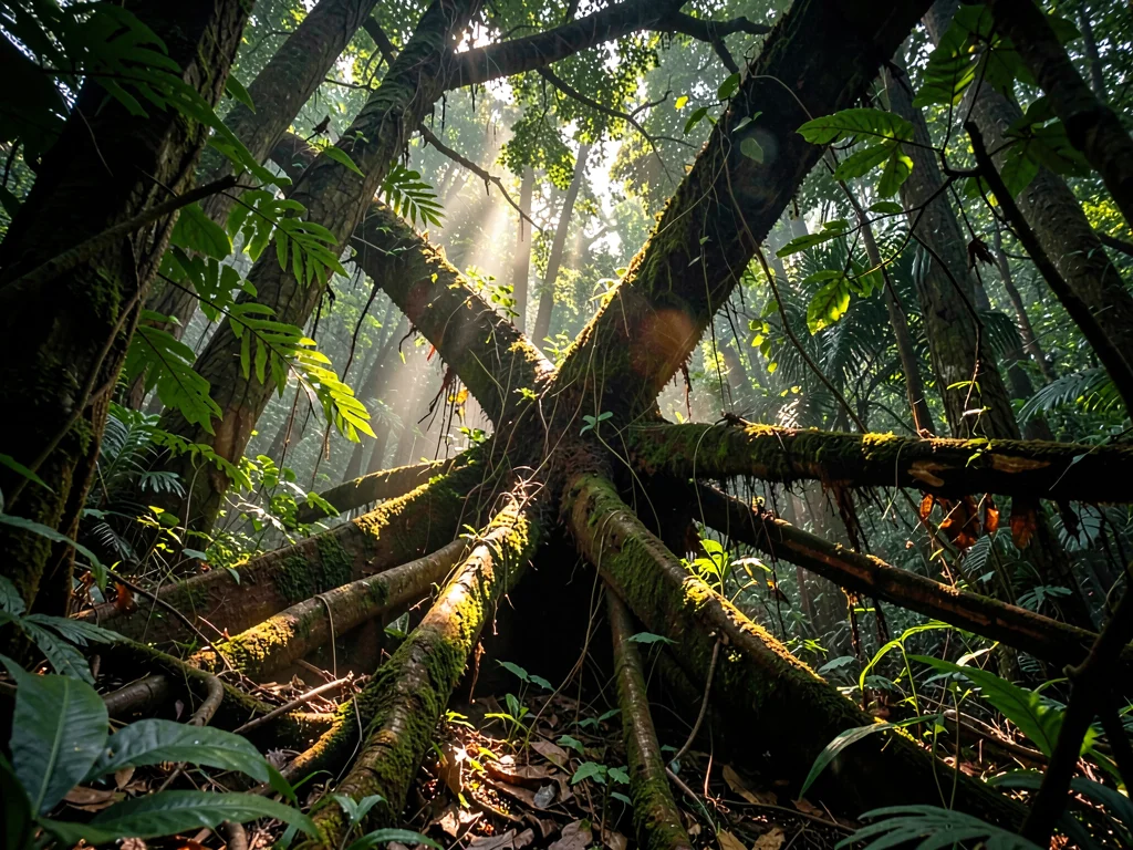 Root ball of fallen giant illuminated by new gap