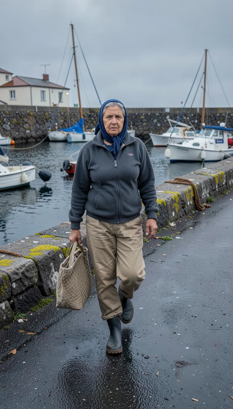 Documentary-style photograph, coastal Galicia, overcast Atlantic light, the work