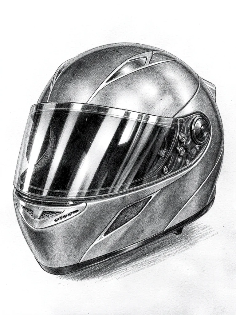 Racing helmet with visor reflections