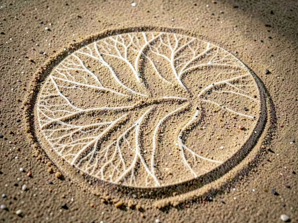 Fine sand showing complex pattern at the moment of pattern change