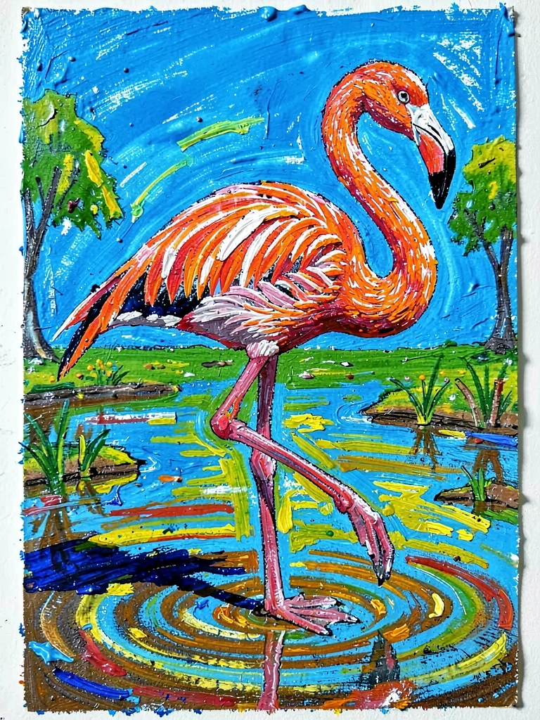Flamingo standing on one leg