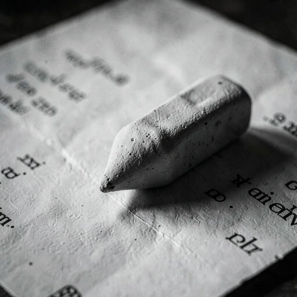 Charcoal study of a kneaded eraser worn into a soft point on a sheet of newsprin