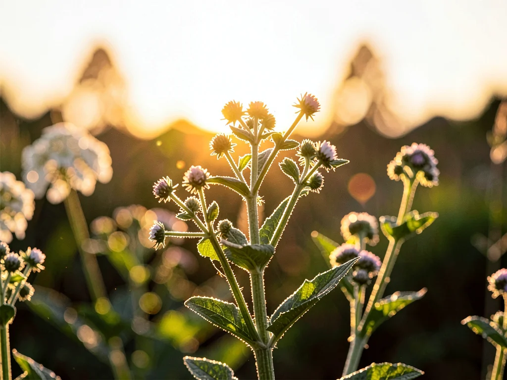 Weed flowers backlit creating glow