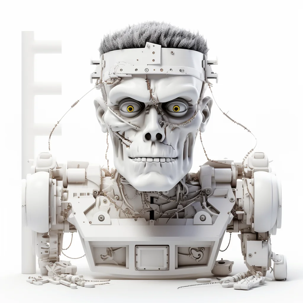 Illustration 3d plastilina create a robot frankenstei