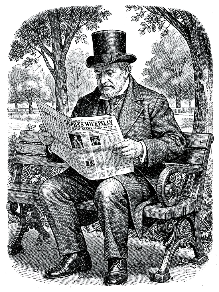 Victorian gentleman reading newspaper