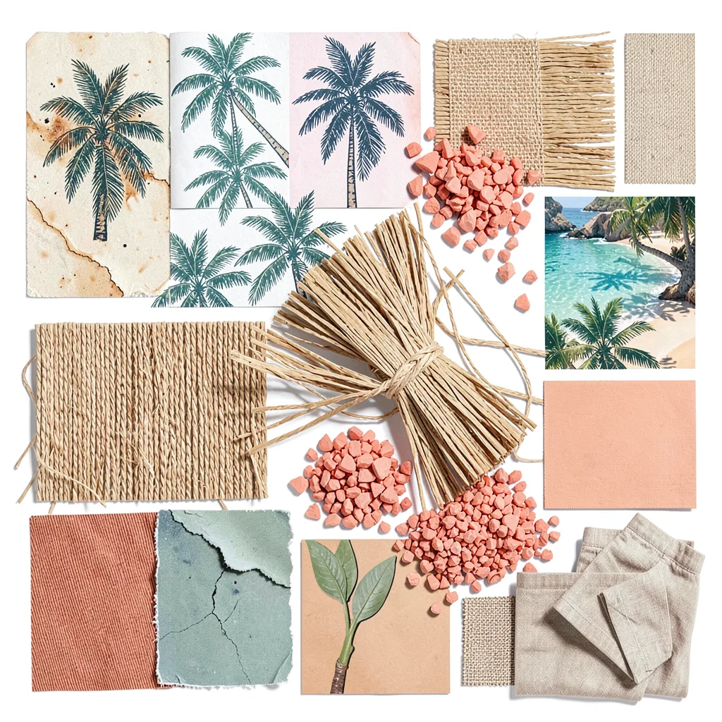 Tropical palm raffia coral