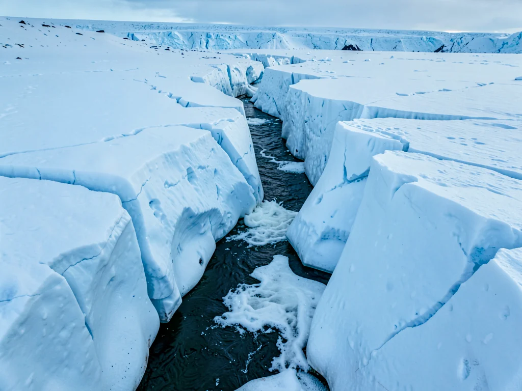 Meltwater stream cutting ice channel