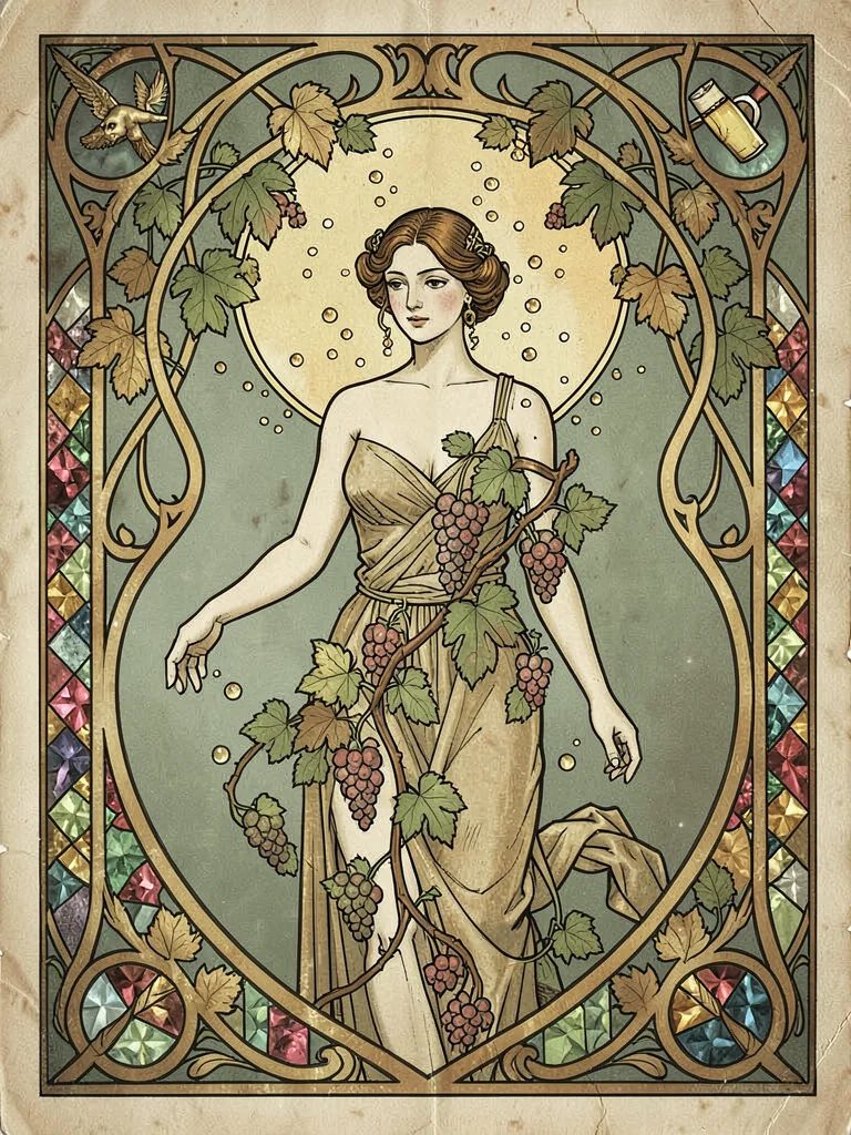 Art Nouveau champagne allegory